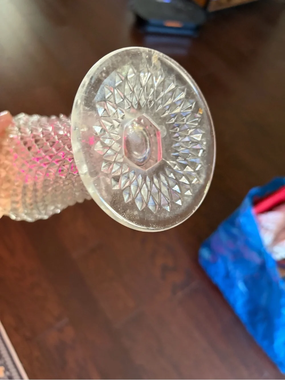 vintage Indiana Glass Diamond Point clear pressed glass vase